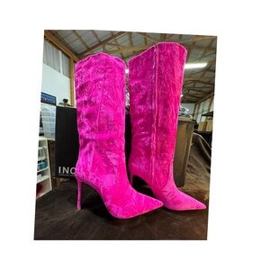 INC Vibrant Pink Velvet Knee-High Women's Boots   Size 8